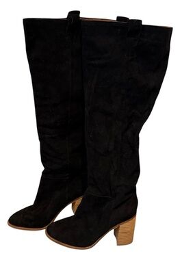 Oasis Society Black Stephanie  Suede Knee-High Boots
